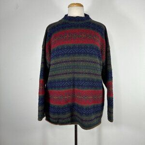 Vintage Mansoon Handknitted in UK Sweater Women's Size Large 100% Wool Nordick